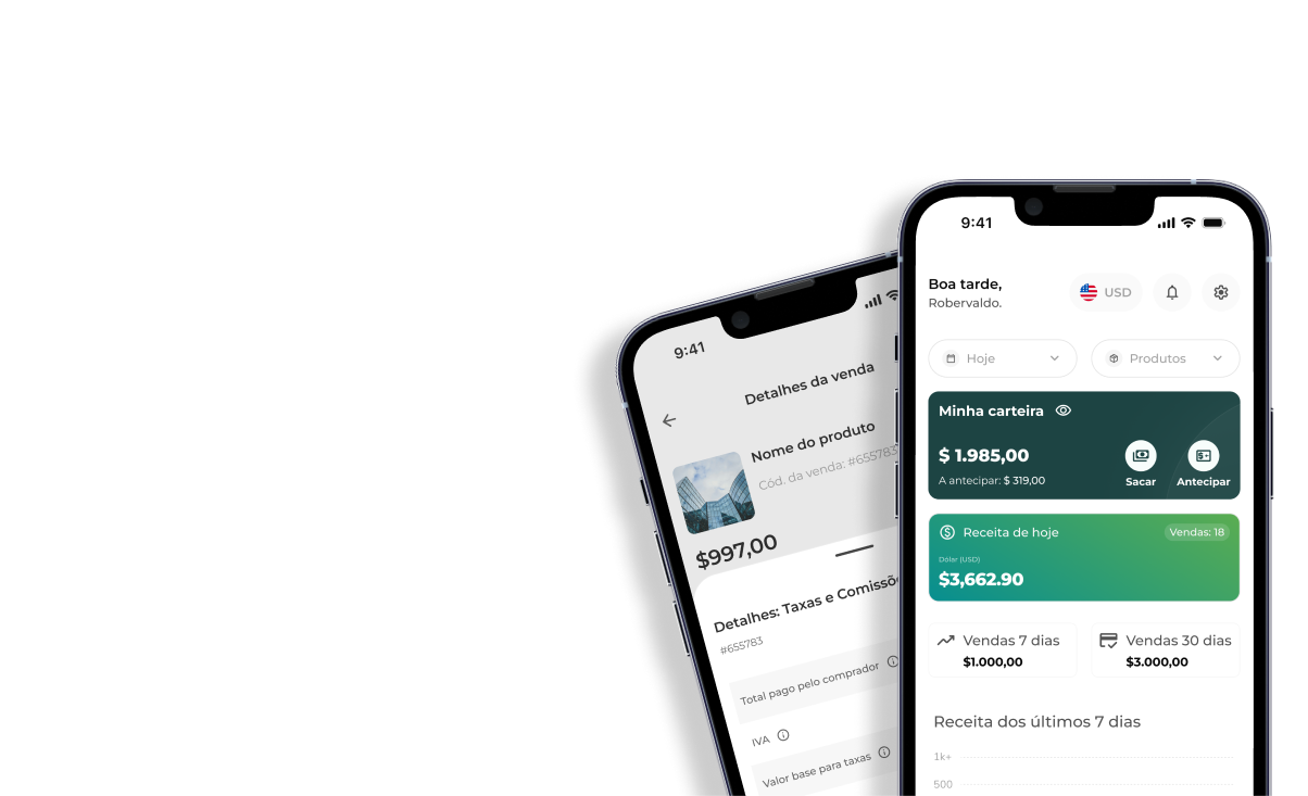 Prévia das telas do app de produtores da Greenn